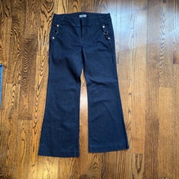 7 For All Mankind Wide Leg Sailor Dark Denim Trousers 32 - Picture 1 of 5